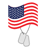 US flag and military dog tags