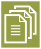 A white icon showing multiple pieces of papers stacked one each other with a green colored background.